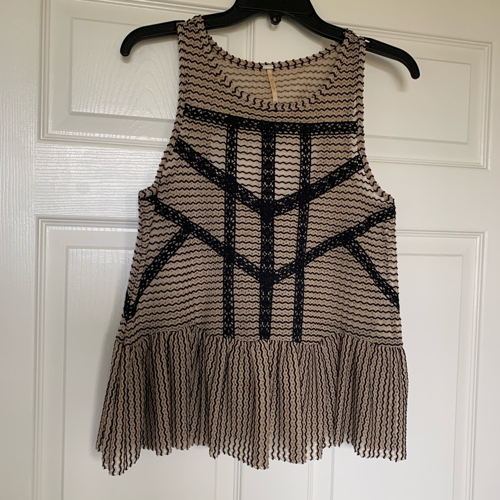 Free people tan and black top